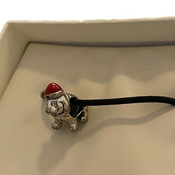 Retired Pandora Sterling Silver Red Enamel Christmas Puppy Dog Charm - Picture 12 of 13